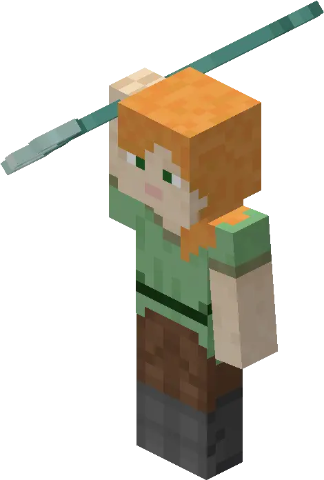 Alex Aiming With Trident Alex Minecraft Steve Png Trident Png