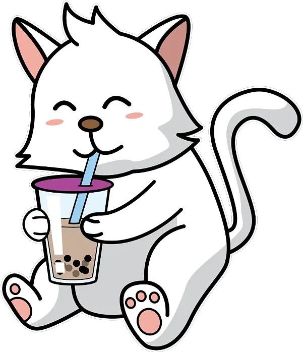 Boba Cat Kitten Drinking Bubble Milk Tea Gift Fleece Blanket Boba Cat Png Bubble Tea Transparent