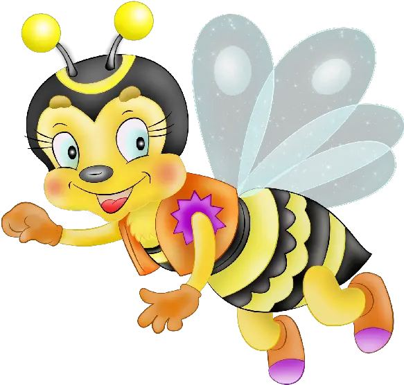 Cute Funny Bees Free Vector Images Of Queen Bee With Transparent Background Cute Kindergarten Honey Bee Buzzing Cartoon Bee Clipart Png Bee Transparent Background