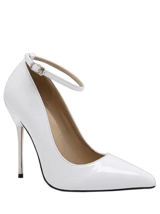 White Ankle Strap Stilettos Png Image White Heels Transparent Background Heels Png