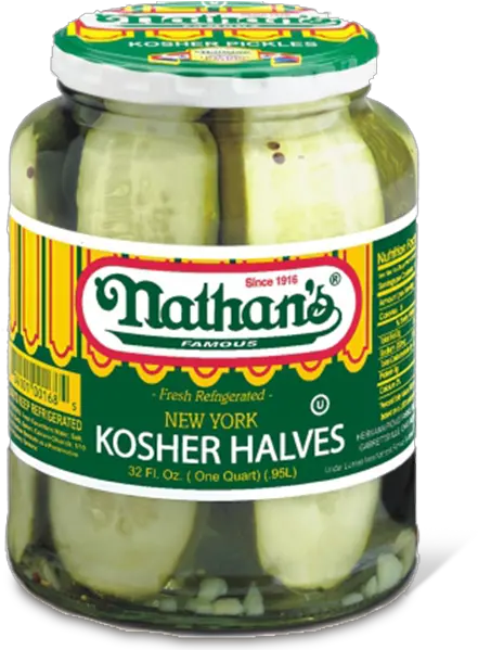 New York Kosher Halves Nathanu0027s Famous Half Sour Pickles Png Pickle Transparent