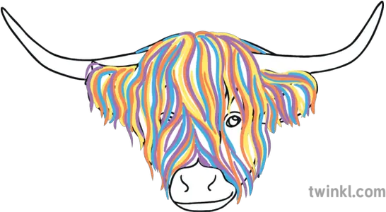 Step 5 Highland Cow Head Steven Brown Ks1 Illustration Twinkl Clip Art Png Cow Head Png