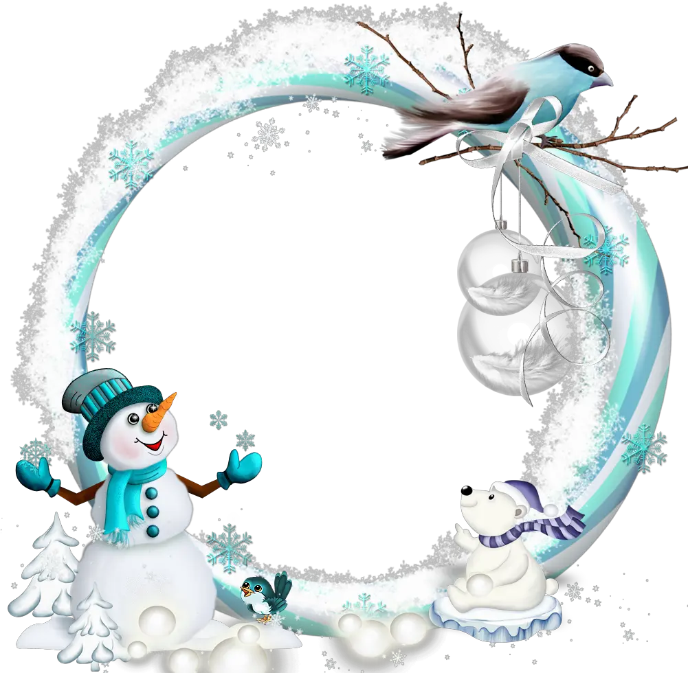 Png Christmas Frame With Snowman Clipart Transparent Background