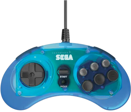 Sega Genesis 8 Button Arcade Pad With Usb M1 Clear Blue Sega Genesis Controller Usb Png Sega Genesis Png