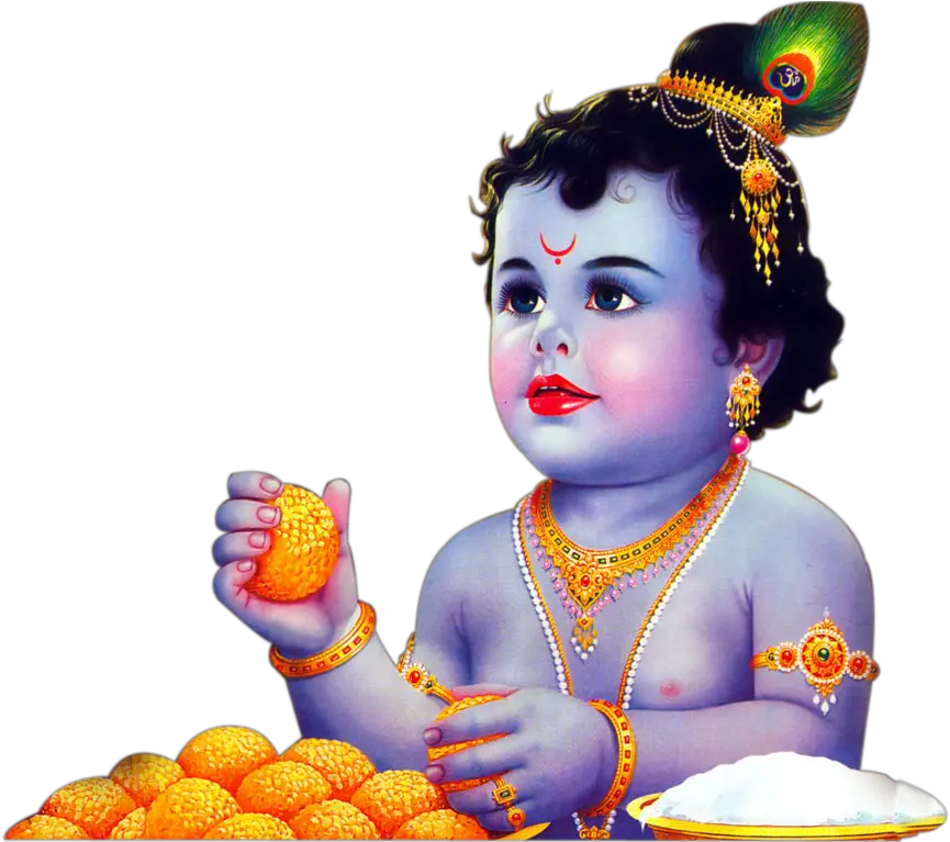 Lord Krishna Images Baby Sri Png Download Lord Krishna With Parrot Eating Png