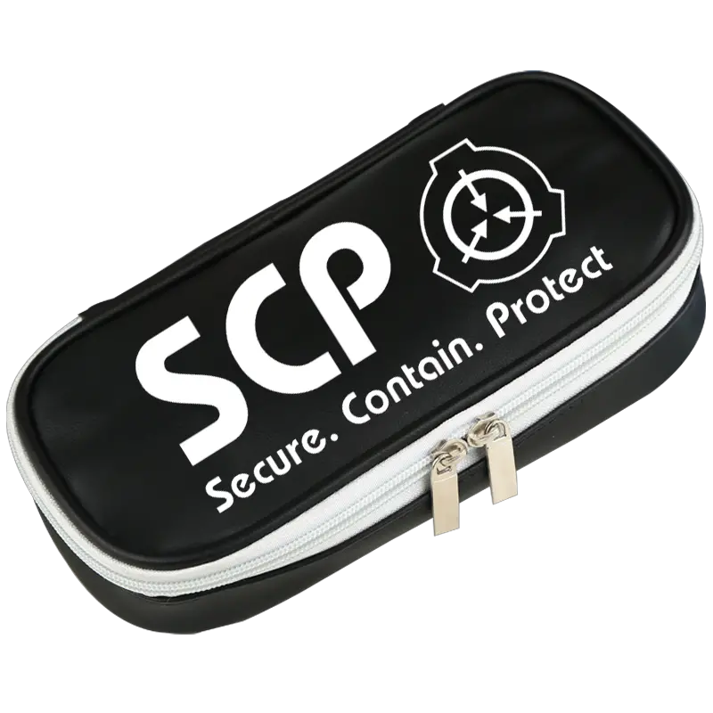 Scp Foundation Peripheral Pen Bag Pu Leather Pencil Case Portable Png Scp Logo Png