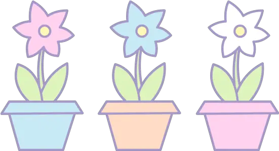 Library Three Cute Flowers Cute Flower Pot Clipart Png Pastel Flowers Png