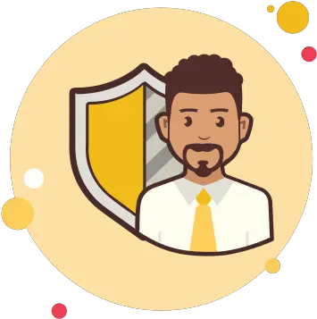 Man With A Security Shield Icon Happy Png Shield Icon Transparent
