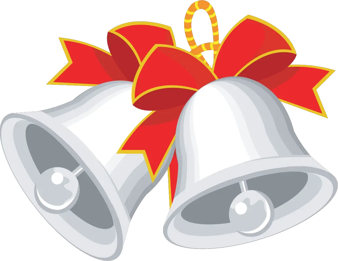 Christmas Bell With Ribbons Png Image Wedding Bells Clip Art Ribbons Png