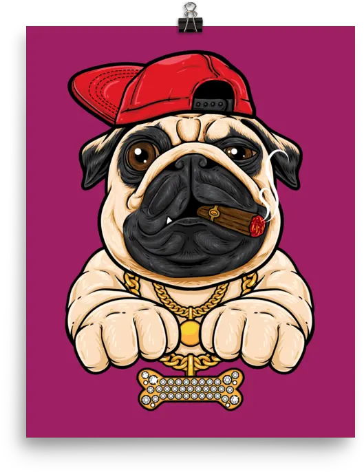 Bling Pug Poster Bulldog Hip Hop Png Pug Transparent