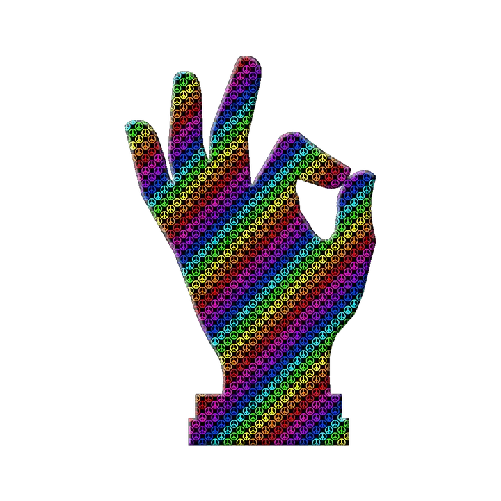 Download Hd Hand Symbol Okay Rainbow Ok Hand Emoji Png Peace Sign Transparent Background