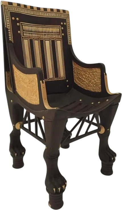 Vintage Mid Century Egyptian Revival Gilt Wood Throne Chair Egyptian Throne Chair Png Throne Png