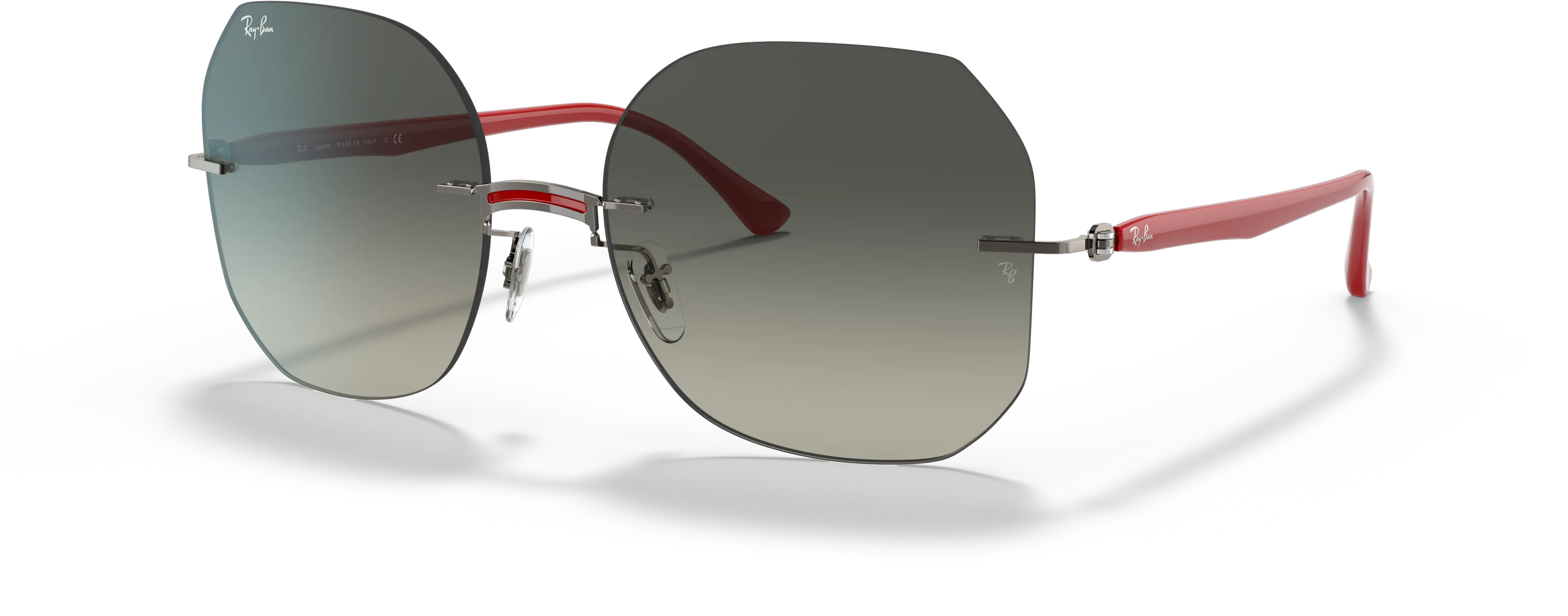 Rb8067 Titanium Sunglasses In Red And Grey Ray Ban Rayban 8067 Png Silhouette Icon 8130