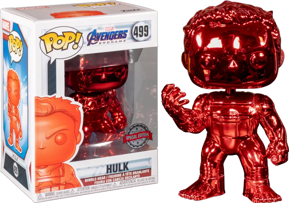 Marvel Avengers End Game 4 Red Hulk With Infinity Gauntlet Chrome Exclusive Funko Pop Avenger Endgame Hulk Chrome Png Infinity Gauntlet Transparent