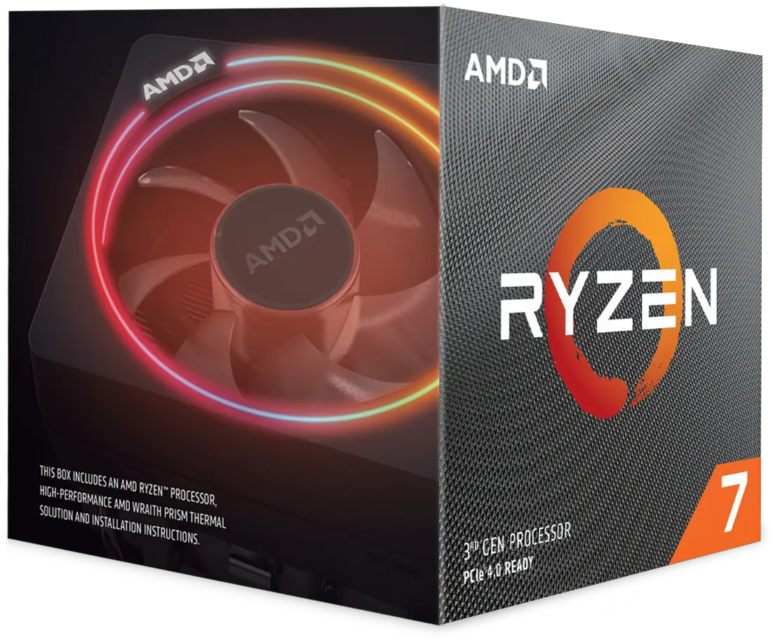 Amd Ryzen 7 3700x 100 100000071box Amd Ryzen 7 3700x 8 Core 16 Thread Unlocked Desktop Processor With Wraith Prism Led Cooler Png Amd Logo Png