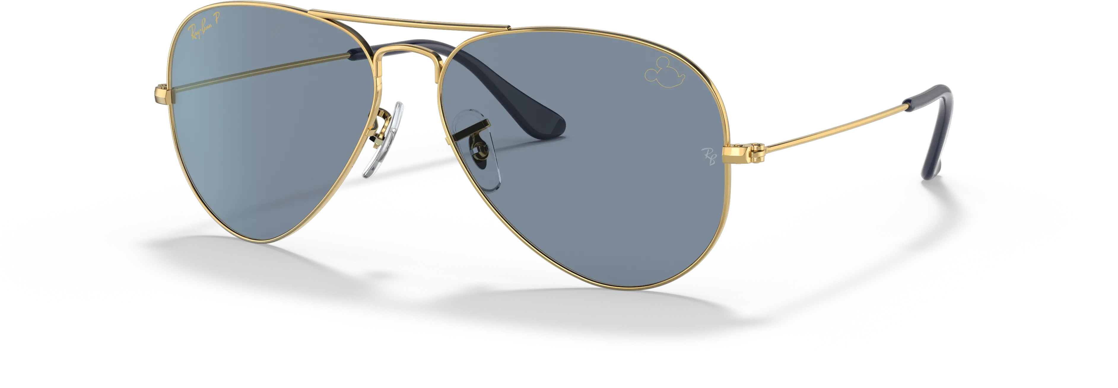 Aviator Mickey Wdw50 Sunglasses In Gold And Bluesilver Men Blue Aviator Ray Ban Png Sunglass Icon Downtown Disney