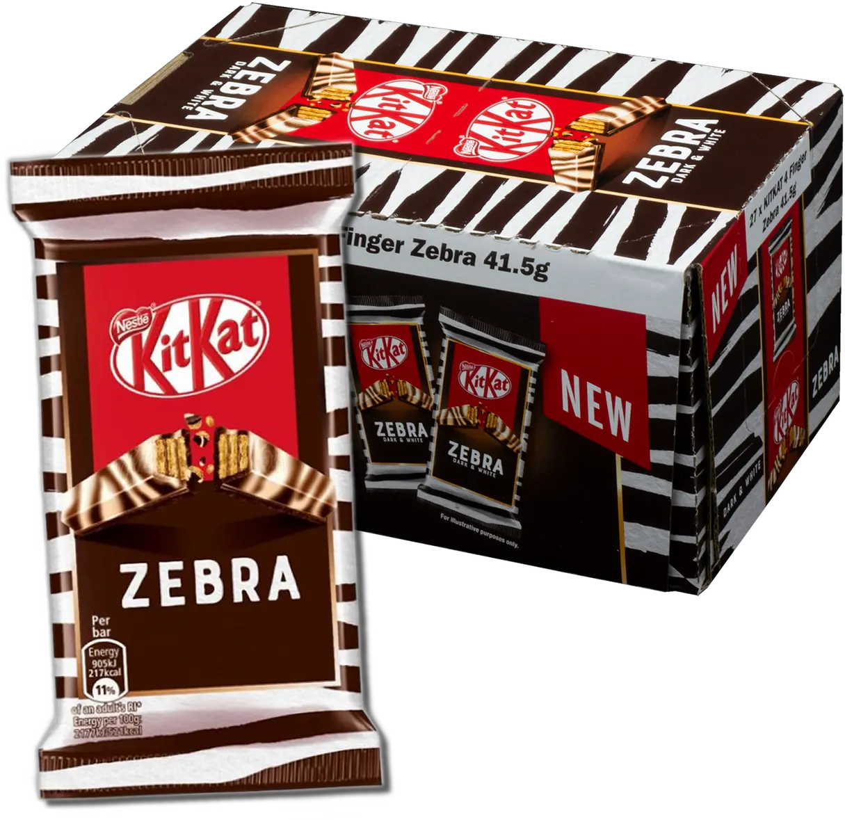 Nestle Kit Kat 4 Finger Zebra Dark U0026 White Chocolate Bar 415g Case Of 27 Png Icon Pack