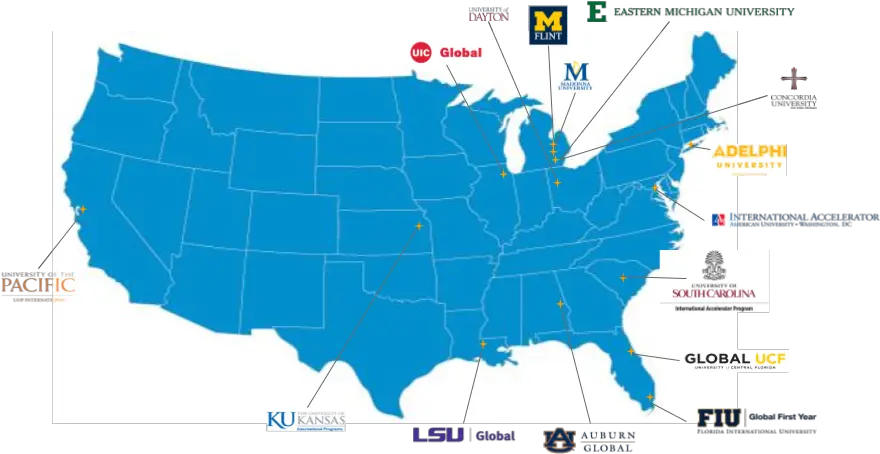 Download University Partners Map Png Los Angeles On A Map Of Usa California Map Png