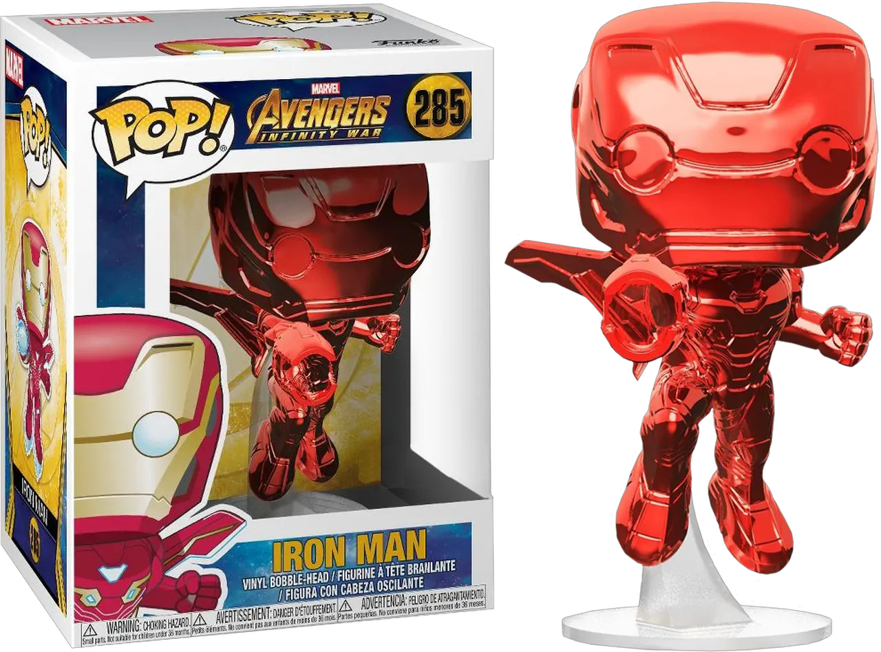 Marvel Avengers Infinity War Iron Man Red Chrome Pop Vinyl Figure Funko Pop Iron Man Png Iron Man Transparent png