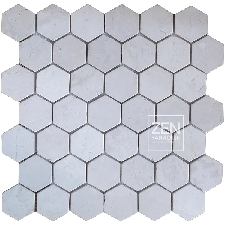 White Hexagon Tile Dark Grey River Rock Shower Floor Png Floor Png