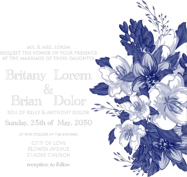 Download Blue Flower Wedding Invitations Vector Design Blue Flowers Wedding Invitations Png Wedding Invitation Png png