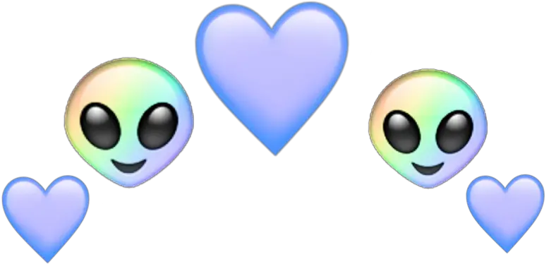 Alien Heart Emoji Rainbow Blue Aesthetic Pastelcolors Pastel Heart Emoji Png Hearts Emoji Png