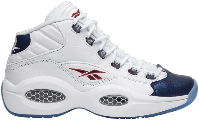 Allen Iverson Collection Reebok Mid Question White Red Png Allen Iverson Png