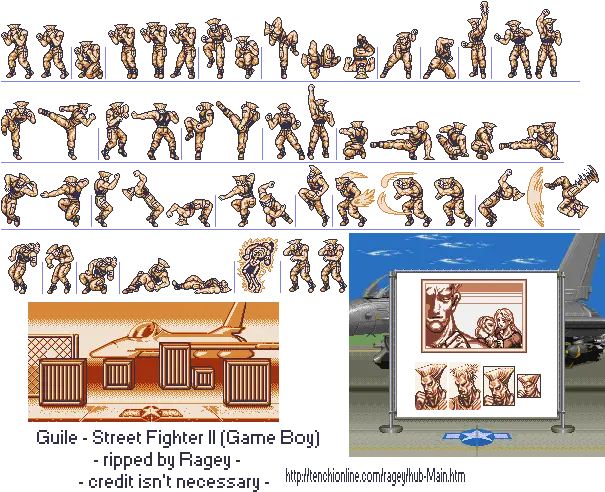 Game Boy Gbc Street Fighter 2 Guile The Spriters Guile Street Fighter 2 Sprites Png Street Fighter 2 Logo