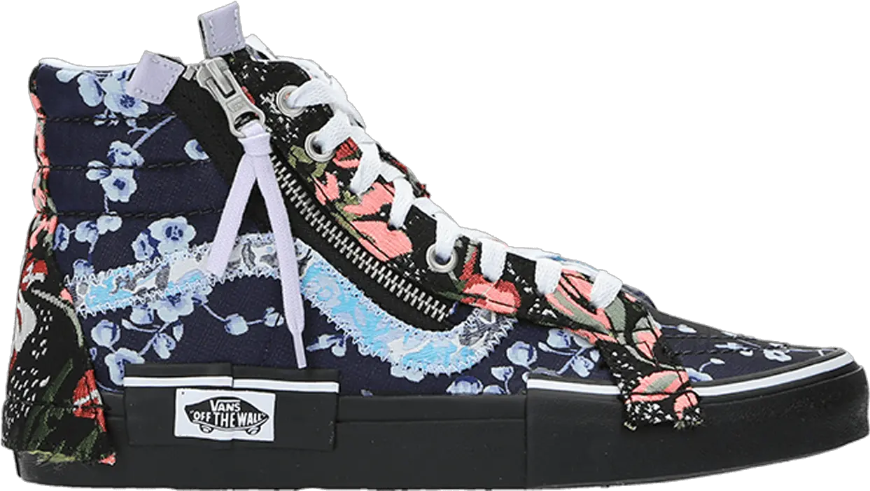 Unisex Vans Sk8 Hi Reissue Cap Florals Sneaker Brocadeblack Round Toe Png Vans Shoes Logo