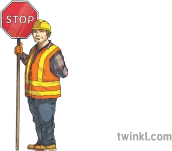 Person Holding A Stop Sign Illustration Twinkl Stop Sign Png Stop Sign Png