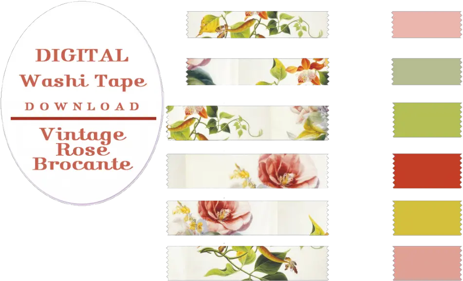 Floral Solid Color Washi Tape Solid Color Washi Tape Printeable Png Washi Tape Png