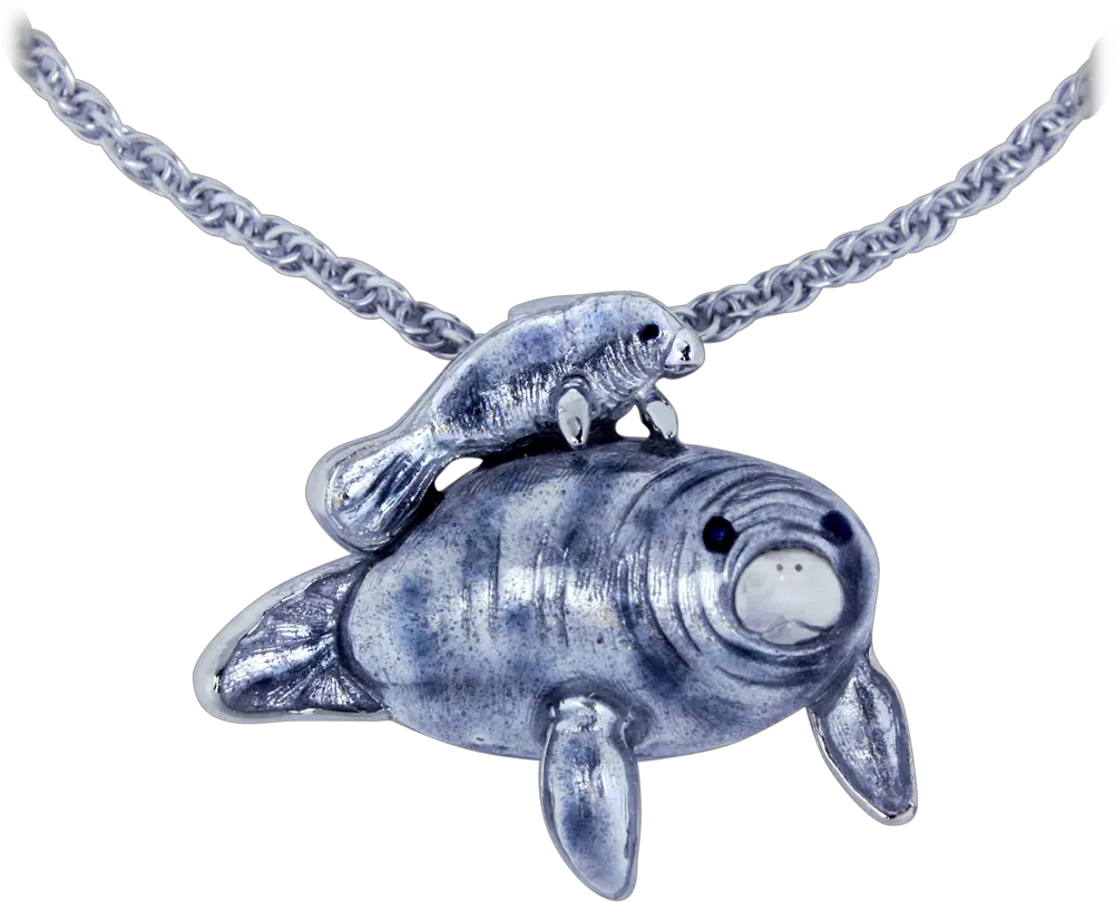 Guy Harvey Manatee Necklace Sterling Silver And Enamel Manity Necklace Png Manatee Png