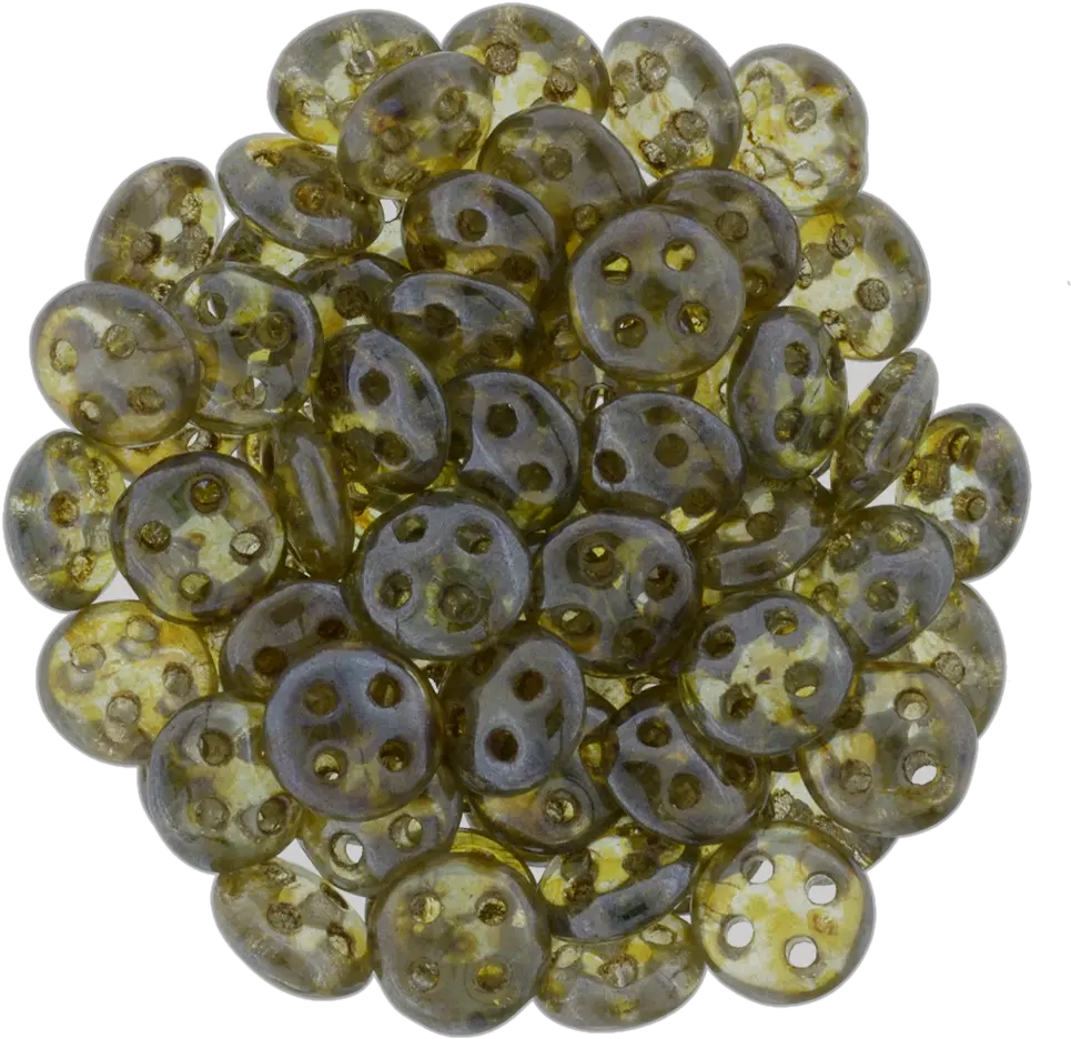 Czechmates 6mm Four Hole Quadralentil Transparent Green Luster Beads 15g 65431 Solid Png Hole Transparent