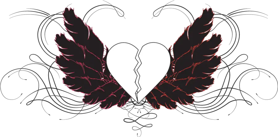 Download Drawn Broken Heart Transparent Emo Broken Heart Drawing Broken Heart Wings Png Emo Png
