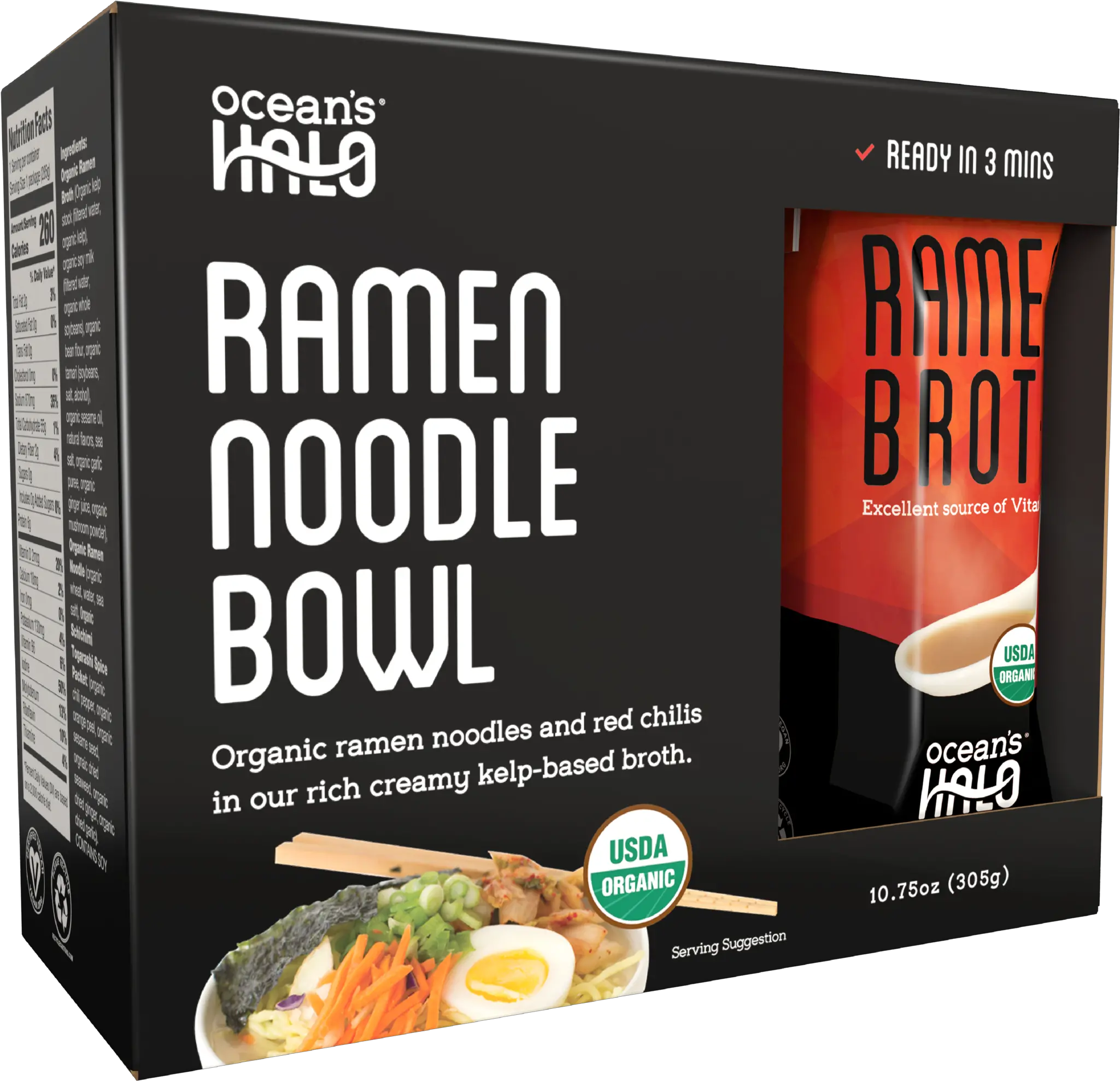 Organic And Vegan Instant Ramen Noodle Bowl 2 Packu2013 Oceanu0027s Halo Ramen Png Ramen Noodles Png