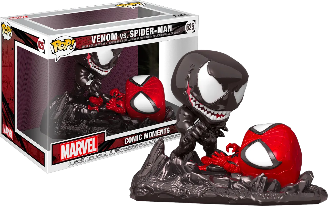 Spiderman Spiderman Vs Venom Comic Moment Us Exclusive Pop Vinyl Funko Pop Venom Vs Spiderman Png Venom Transparent