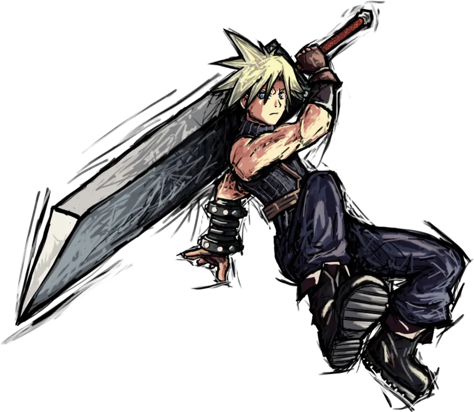 Cloud Strife Drawing Cloud Super Smash Bros Drawing Png Cloud Strife Png png