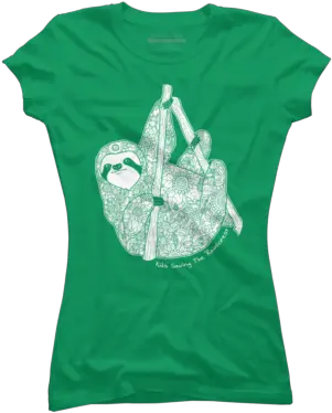 Best Green Sloths Juniorsu0027 T Shirts Design By Humans Mimi T Shirt Designs Png Sloth Transparent Background