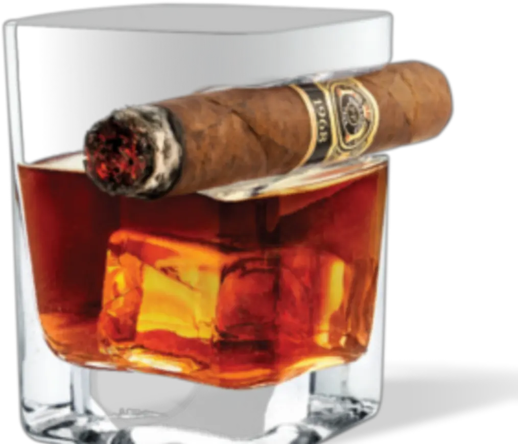 Glass Cigar And A Whiskey Glass Png Whiskey Glass Png