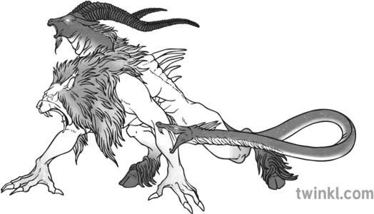 Chimera Black And White Illustration Twinkl Chimera Illustration Png Chimera Png