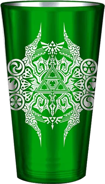 The Legend Of Zelda Green Triforce Crest Tumbler Pint Glass Png Zelda Triforce Png