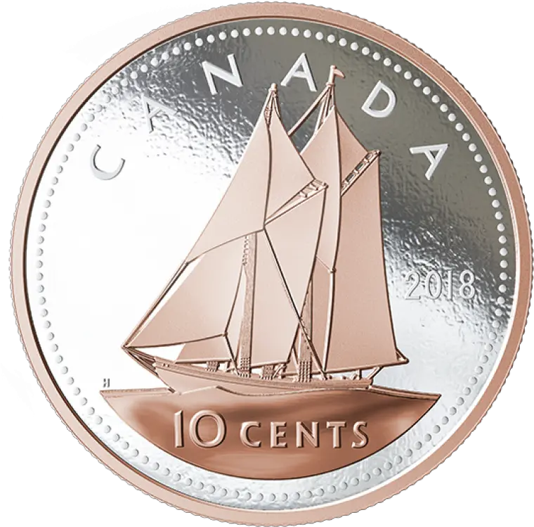 2018 Canadian 10 Cent Big Coin Series Bluenose Schooner 5ounce Fine Silver U0026 Rose Goldplated Dime Coin 1 Canadian Cent 2018 Png Dime Png