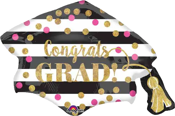 Download Gold Pink Confetti Grad Cap Balloon Png Pink Confetti Png