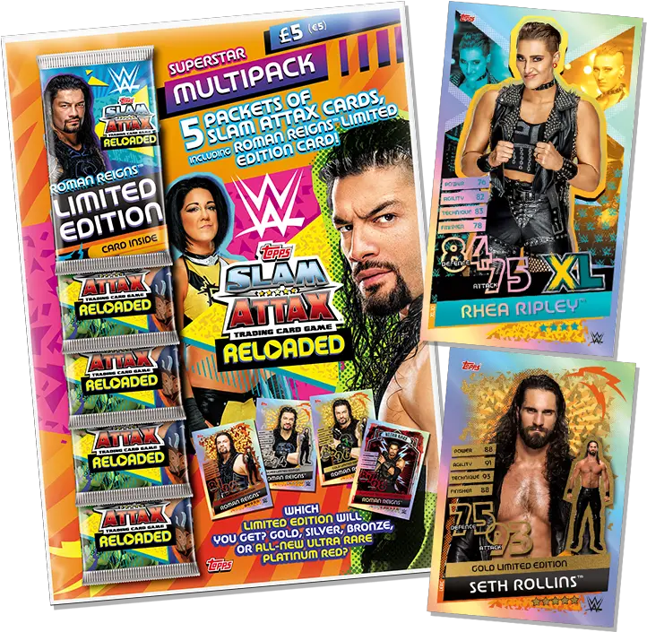 Multi Pack With Reah Ripley Xl And Seth Rollins Gold Limited Edition Card Png Seth Rollins Png