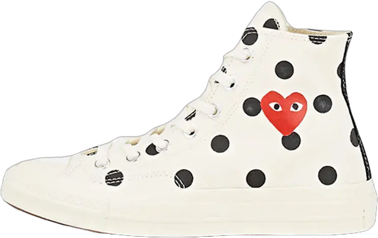 Star 70 Hi Polka Dot White Converse Chuck Taylor All Star 70s Hi Comme Des Garcons Play Polka Dot White Png Converse All Star Icon