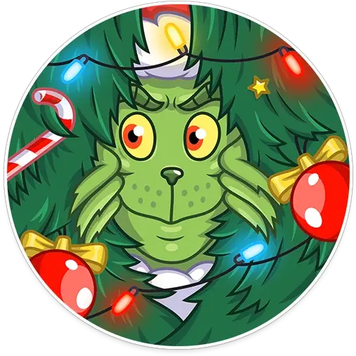 Grinch Stole Christmas Stickers Live Wa Stickers Grinch With Christmas Tree Cartoon Png Grinch Icon