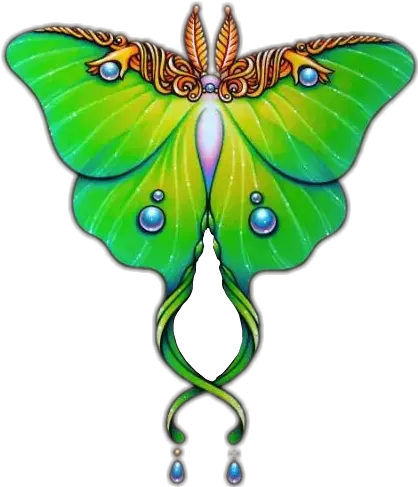 Butterfly Green Jewel Beautiful Beauty Luna Moth Body Jewelled Luna Moth Tattoo Png Moth Png