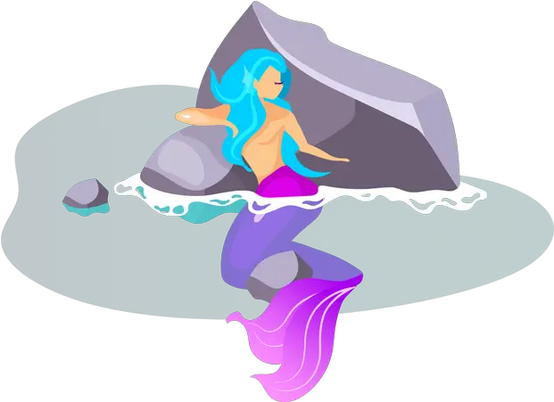 Mermaid Icon Download In Colored Outline Style Clipart Mermaid Behind The Rock Png Mermaid Icon To Help You