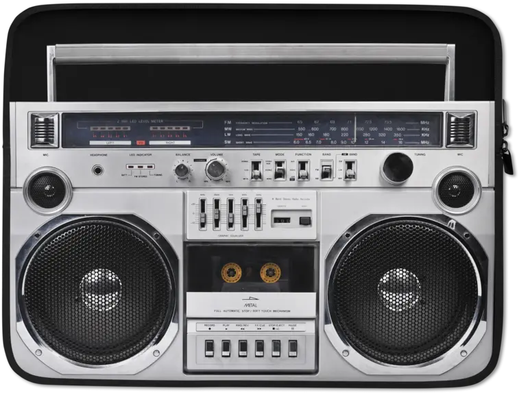 Boom Box 80s Laptop Sleeve Radio Cassette Gif Png Boombox Transparent