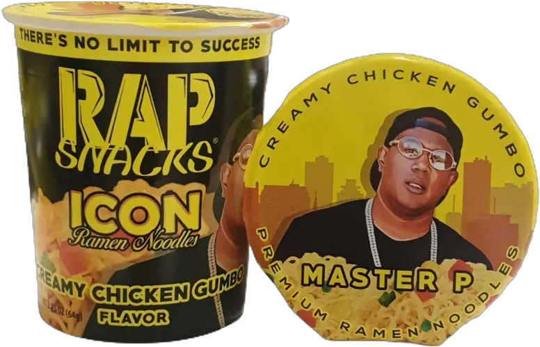 Rap Snacks Icon Master P Ramen Noodles Creamy Chicken Gumbo Flavor 64g Png